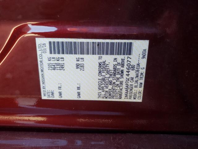 Photo 10 from auction – 2016 NISSAN MAXIMA 3.5 with VIN 1N4AA6AP7GC446077