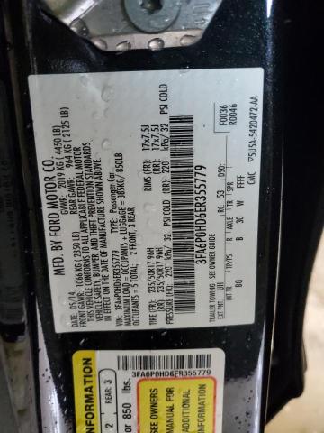 Photo 10 from auction – 2014 FORD FUSION SE with VIN 3FA6P0HD6ER355779