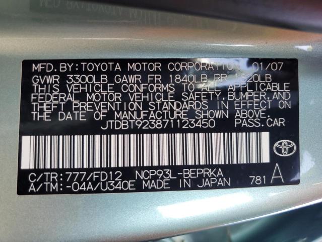 Photo 10 from auction – 2007 TOYOTA YARIS with VIN JTDBT923871123450
