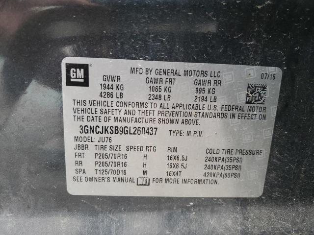 Photo 10 from auction – 2016 CHEVROLET TRAX LS with VIN 3GNCJKSB9GL260437