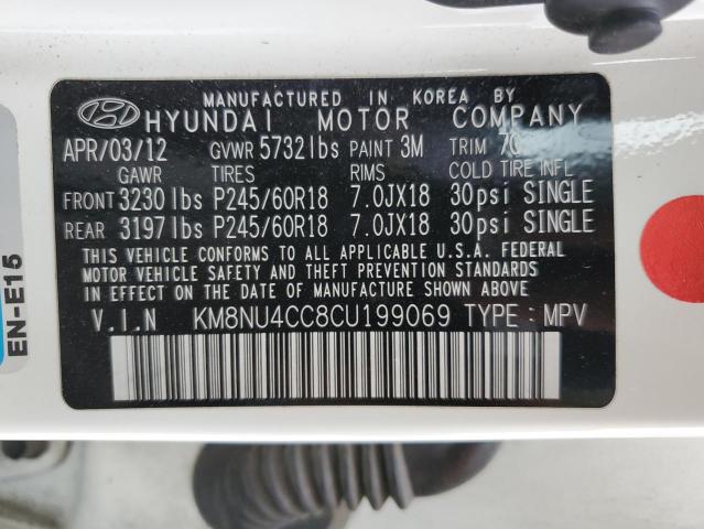Photo 10 from auction – 2012 HYUNDAI VERACRUZ G with VIN KM8NU4CC8CU199069