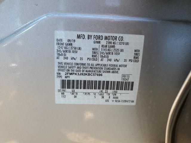 Photo 10 from auction – 2019 FORD EDGE SEL with VIN 2FMPK3J92KBC57696