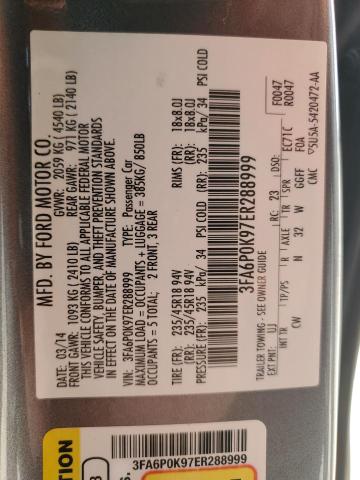Photo 10 from auction – 2014 FORD FUSION TIT with VIN 3FA6P0K97ER288999