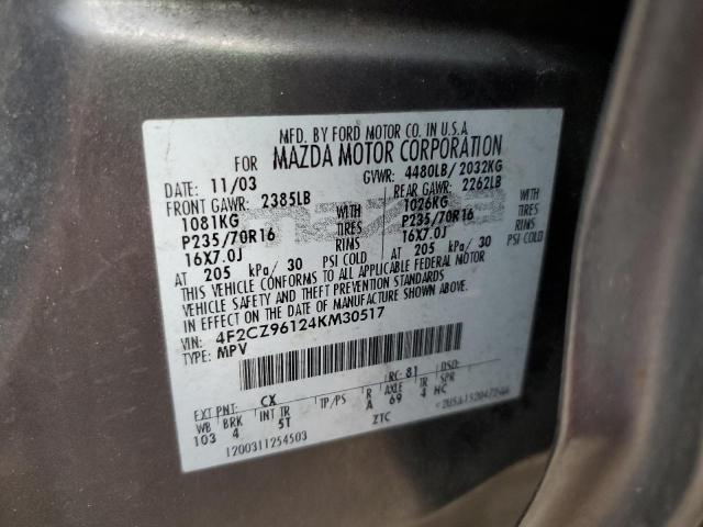 Photo 10 from auction – 2004 MAZDA TRIBUTE ES with VIN 4F2CZ96124KM30517