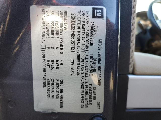 Photo 10 from auction – 2008 PONTIAC TORRENT with VIN 2CKDL33F486031127