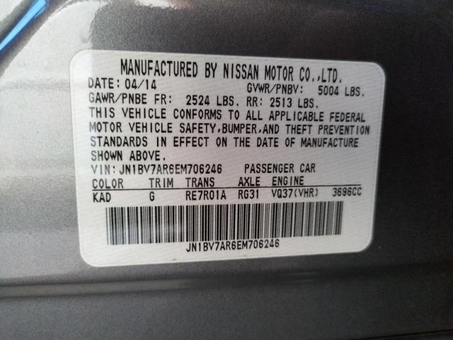Photo 10 from auction – 2014 INFINITI Q50 BASE with VIN JN1BV7AR6EM706246