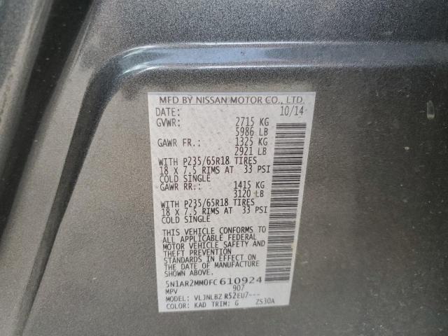Photo 10 from auction – 2015 NISSAN PATHFINDER with VIN 5N1AR2MM0FC610924