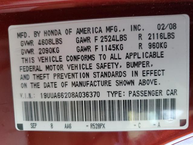 Photo 10 from auction – 2008 ACURA TL with VIN 19UUA66208A036370