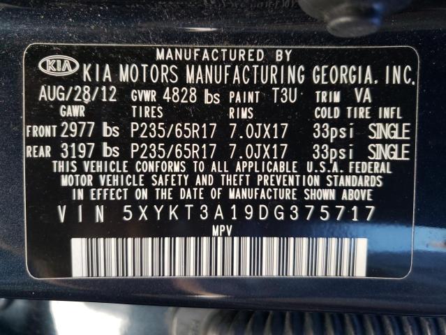 Photo 10 from auction – 2013 KIA SORENTO LX with VIN 5XYKT3A19DG375717