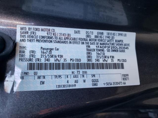 Photo 10 from auction – 2013 FORD FOCUS SE with VIN 1FADP3F25DL353545