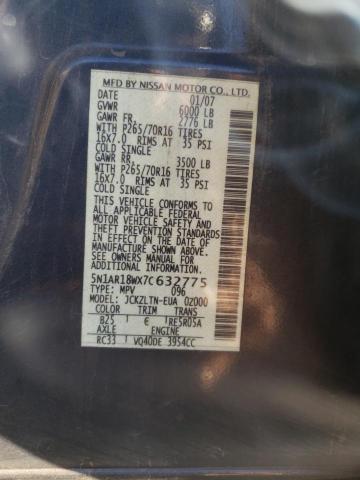 Photo 10 from auction – 2007 NISSAN PATHFINDER with VIN 5N1AR18WX7C632775