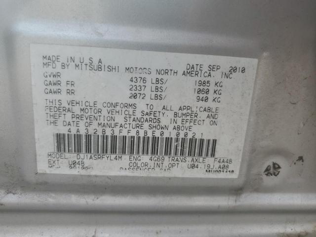 Photo 10 from auction – 2011 MITSUBISHI GALANT ES with VIN 4A32B3FF8BE010021