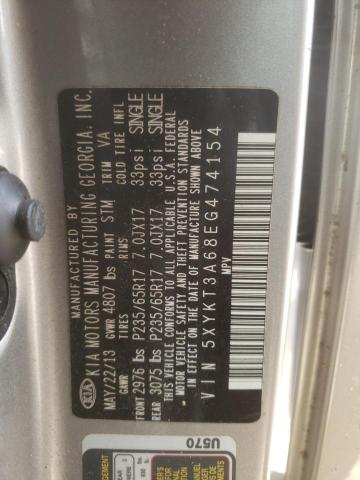 Photo 10 from auction – 2014 KIA SORENTO LX with VIN 5XYKT3A68EG474154