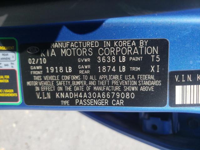 Photo 10 from auction – 2010 KIA RIO LX with VIN KNADH4A30A6679080