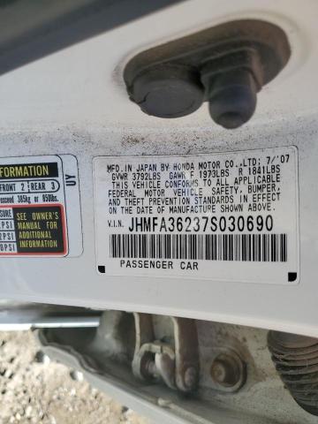 Photo 10 from auction – 2007 HONDA CIVIC HYBR with VIN JHMFA36237S030690