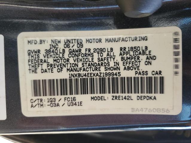 Photo 10 from auction – 2010 TOYOTA COROLLA BA with VIN 1NXBU4EEXAZ199945