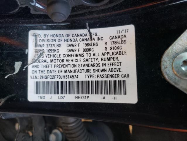 Photo 10 from auction – 2018 HONDA CIVIC EX with VIN 2HGFC2F79JH514574