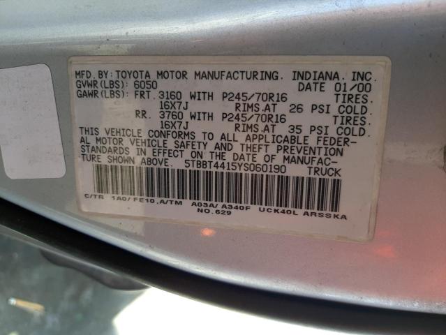 Photo 10 from auction – 2000 TOYOTA TUNDRA ACC with VIN 5TBBT4415YS060190