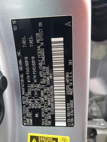 Photo 10 from auction – 2016 TOYOTA HIGHLANDER with VIN 5TDZKRFH8GS185294