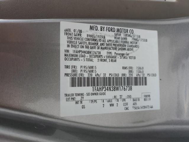 Photo 10 from auction – 2008 FORD FOCUS S/SE with VIN 1FAHP34N38W176738