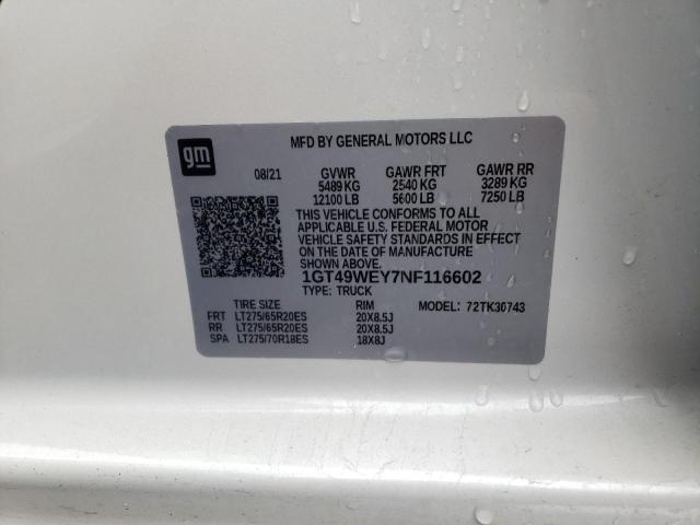Photo 10 from auction – 2022 GMC SIERRA K35 with VIN 1GT49WEY7NF116602