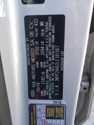 Photo 10 from auction – 2020 KIA FORTE FE with VIN 3KPF24AD2LE181367