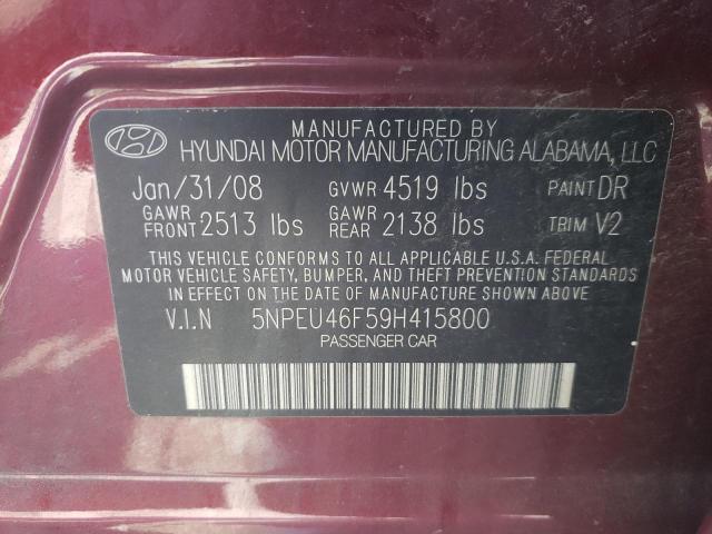Photo 10 from auction – 2009 HYUNDAI SONATA SE with VIN 5NPEU46F59H415800