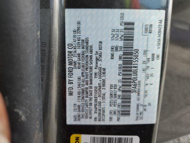 Photo 10 from auction – 2020 FORD FUSION SE with VIN 3FA6P0LU0LR155050