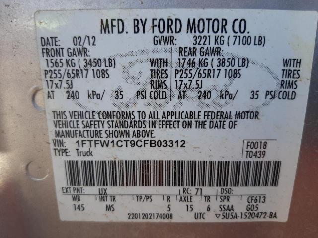 Photo 10 from auction – 2012 FORD F150 SUPER with VIN 1FTFW1CT9CFB03312