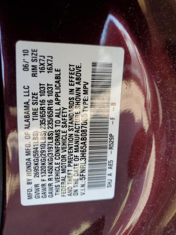 Photo 10 from auction – 2010 HONDA ODYSSEY EX with VIN 5FNRL3H65AB087065