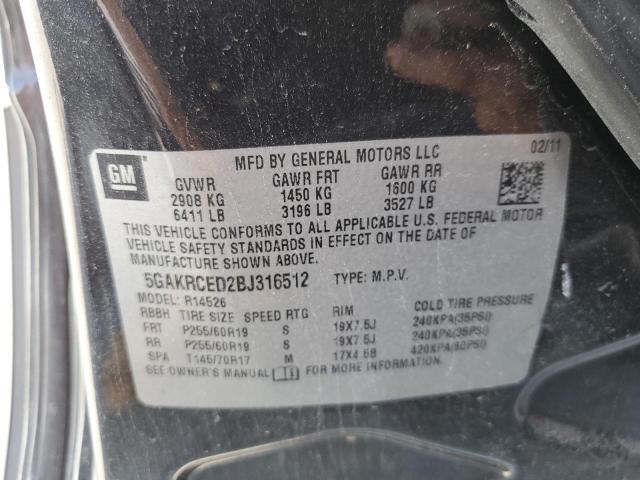 Photo 10 from auction – 2011 BUICK ENCLAVE CX with VIN 5GAKRCED2BJ316512