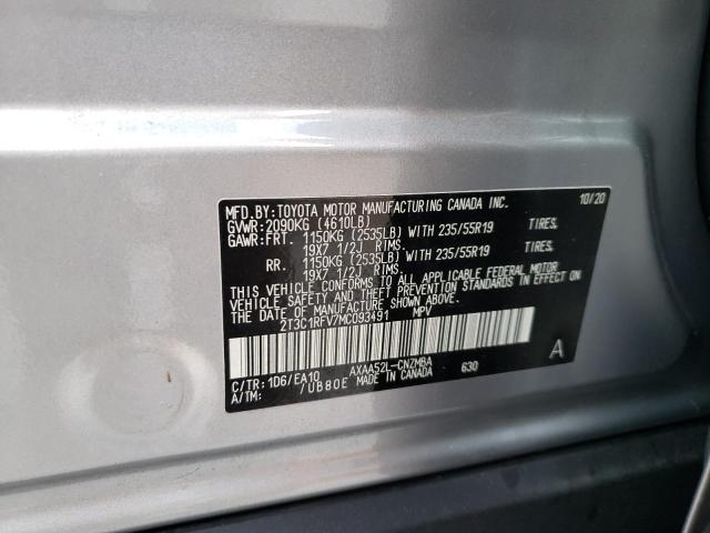 Photo 10 from auction – 2021 TOYOTA RAV4 XLE P with VIN 2T3C1RFV7MC093491