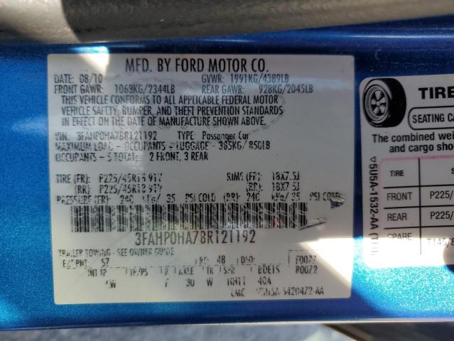 Photo 10 from auction – 2011 FORD FUSION SE with VIN 3FAHP0HA7BR121192