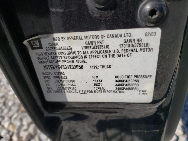 Photo 10 from auction – 2003 GMC NEW SIERRA with VIN 2GTEK19V331283068