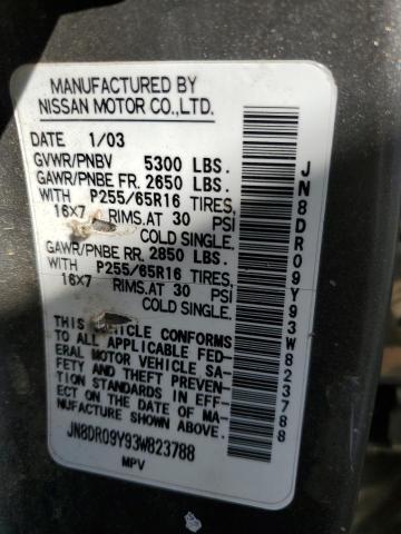 Photo 10 from auction – 2003 NISSAN PATHFINDER with VIN JN8DR09Y93W823788