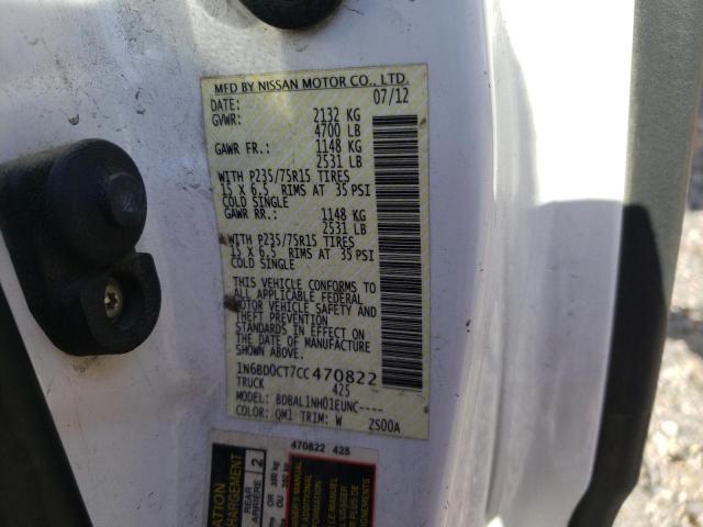 Photo 10 from auction – 2012 NISSAN FRONTIER S with VIN 1N6BD0CT7CC470822