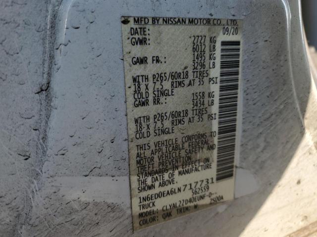 Photo 10 from auction – 2020 NISSAN FRONTIER S with VIN 1N6ED0EA6LN717731