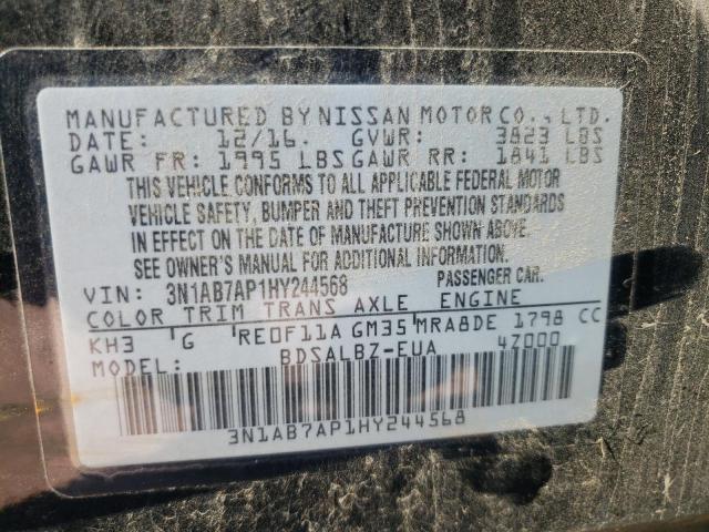 Photo 10 from auction – 2017 NISSAN SENTRA S with VIN 3N1AB7AP1HY244568