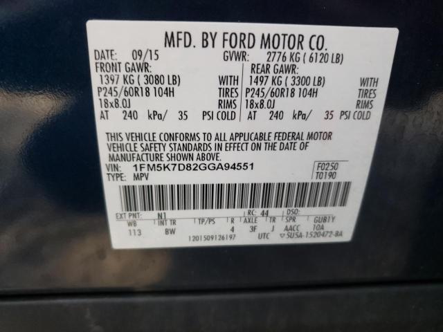 Photo 10 from auction – 2016 FORD EXPLORER X with VIN 1FM5K7D82GGA94551