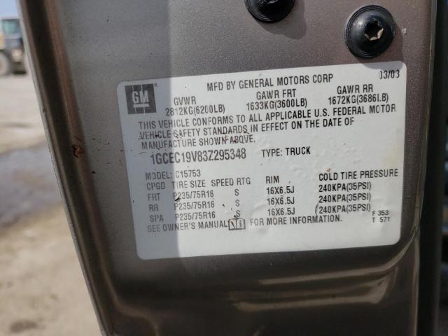 Photo 10 from auction – 2003 CHEVROLET SILVERADO with VIN 1GCEC19V83Z295348