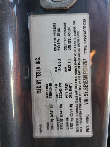 Photo 10 from auction – 2020 TESLA MODEL 3 with VIN 5YJ3E1EA0LF630287