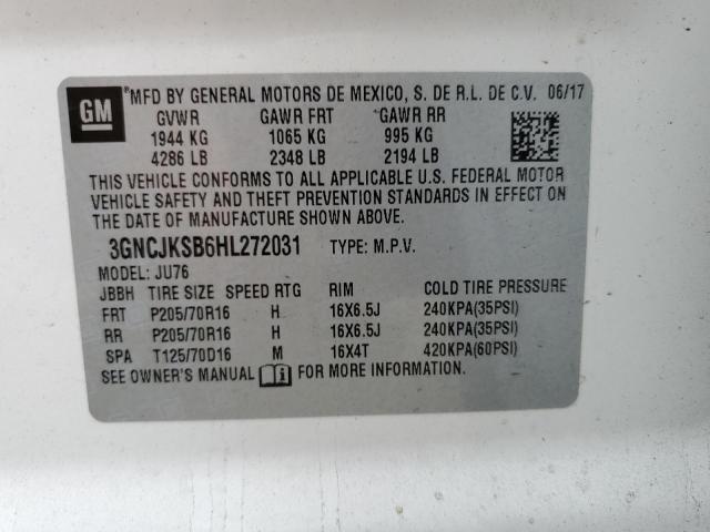 Photo 10 from auction – 2017 CHEVROLET TRAX LS with VIN 3GNCJKSB6HL272031