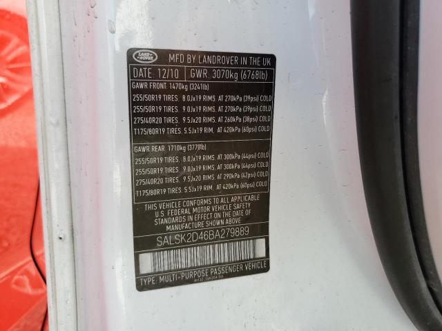Photo 10 from auction – 2011 LAND ROVER RANGE ROVE with VIN SALSK2D46BA279889