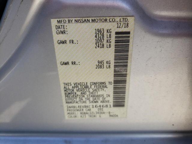 Photo 10 from auction – 2019 NISSAN ALTIMA SL with VIN 1N4BL4EV8KC164681