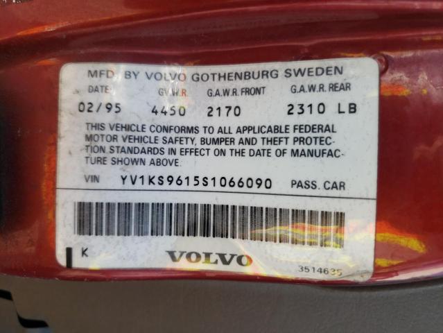 Photo 10 from auction – 1995 VOLVO 960 with VIN YV1KS9615S1066090