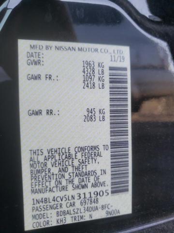 Photo 10 from auction – 2020 NISSAN ALTIMA SR with VIN 1N4BL4CV5LN311905