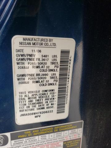 Photo 10 from auction – 2007 INFINITI FX35 with VIN JNRAS08W47X206222
