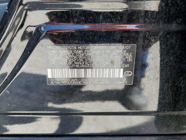 Foto 10 de la subasta – 2007 LEXUS ES 350 con VIN JTHBJ46G372125783