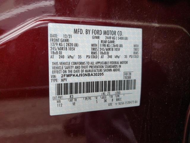 Photo 10 from auction – 2022 FORD EDGE SEL with VIN 2FMPK4J93NBA30205