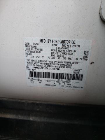 Photo 10 from auction – 2020 FORD EXPLORER L with VIN 1FMSK7FH7LGC56796